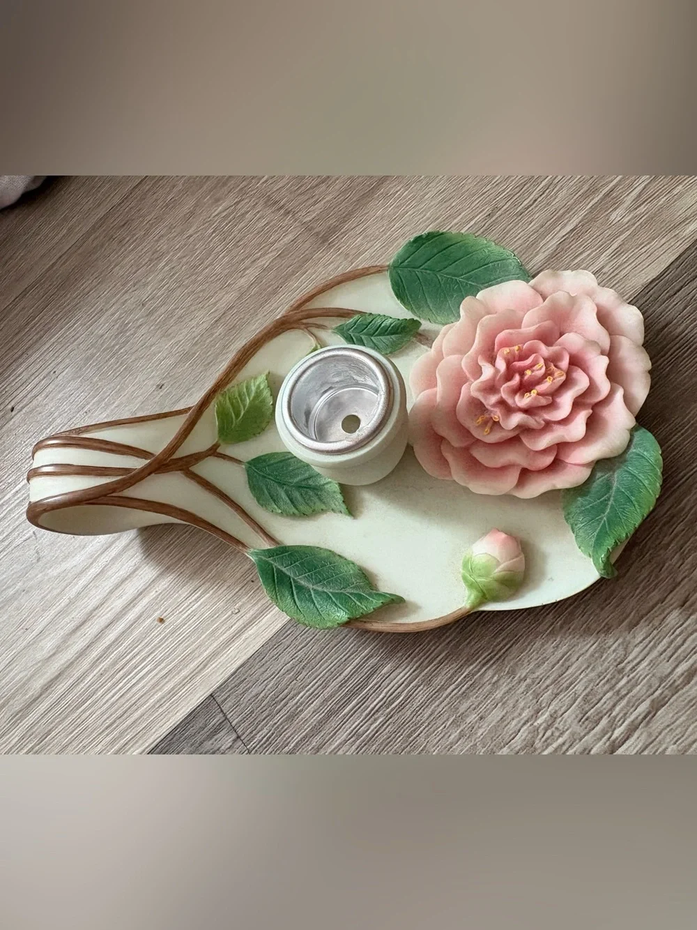 Vintage Iris & Orchid Pink Floral Candle holder